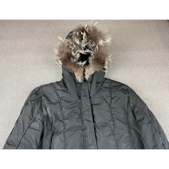 Post Card Women's Medium Black Hooded Fur Trim Puffer Coat - Picture 15 of 16